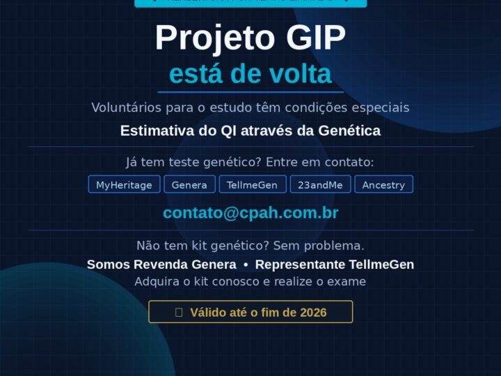 Reabertura do Genetic Inteligence Project com vagas limitadas