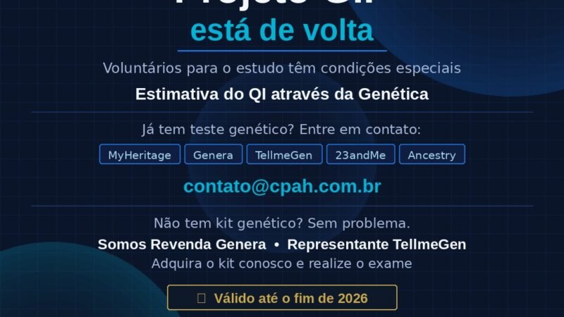 Reabertura do Genetic Inteligence Project com vagas limitadas