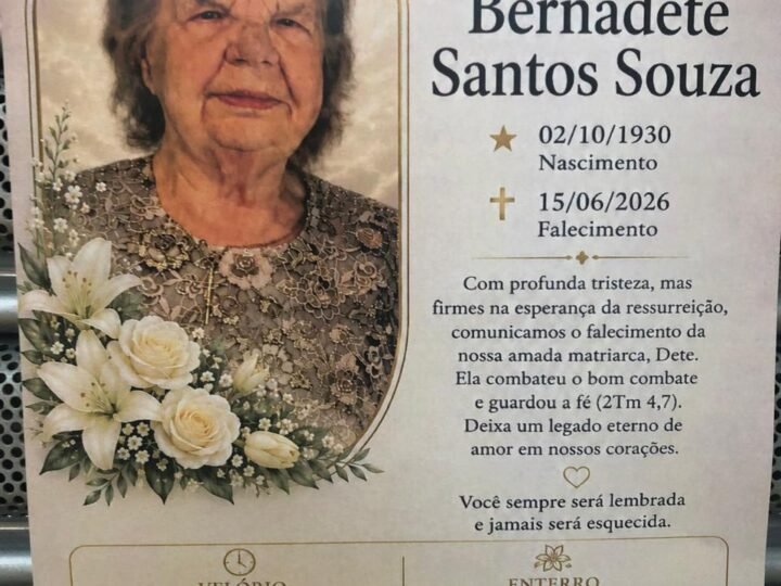 Com profunda tristeza noticiamos o falecimento de Dona Dete Borges aos 96 anos