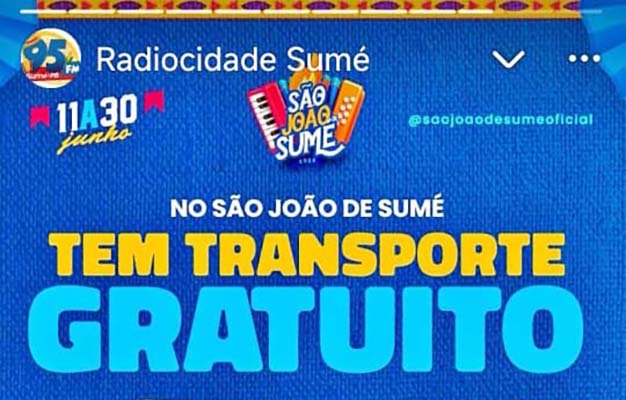 Radiocidade anuncia transporte gratuito para o São João em Sumé, na Paraíba