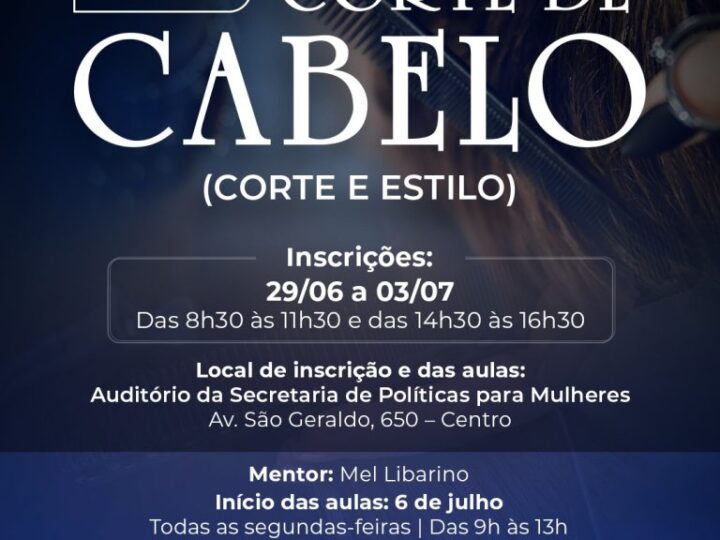 Oficina gratuita de cabeleireira está com inscrições abertas