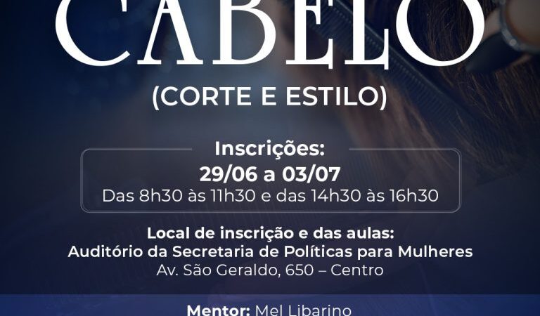 Oficina gratuita de cabeleireira está com inscrições abertas