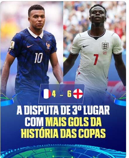 Em jogo de recordes, Inglaterra fica com o 3º lugar na Copa do Mundo
