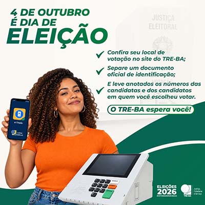 Próximo domingo, 04 de outubro, dia de eleições. Saiba onde você vai votar