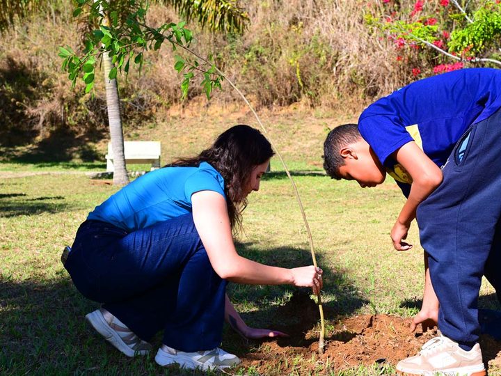 Estudantes plantam espécies nativas e ação marca avanço do Plano Municipal de Arborização