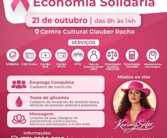 Outubro Rosa da Economia Solidária oferece serviços gratuitos no Glauber Rocha
