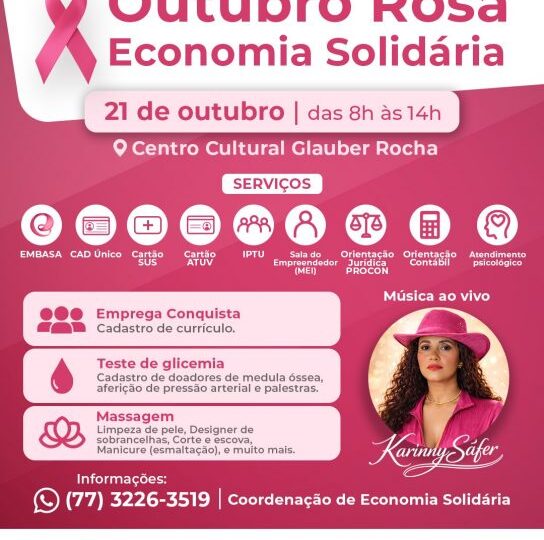 Outubro Rosa da Economia Solidária oferece serviços gratuitos no Glauber Rocha