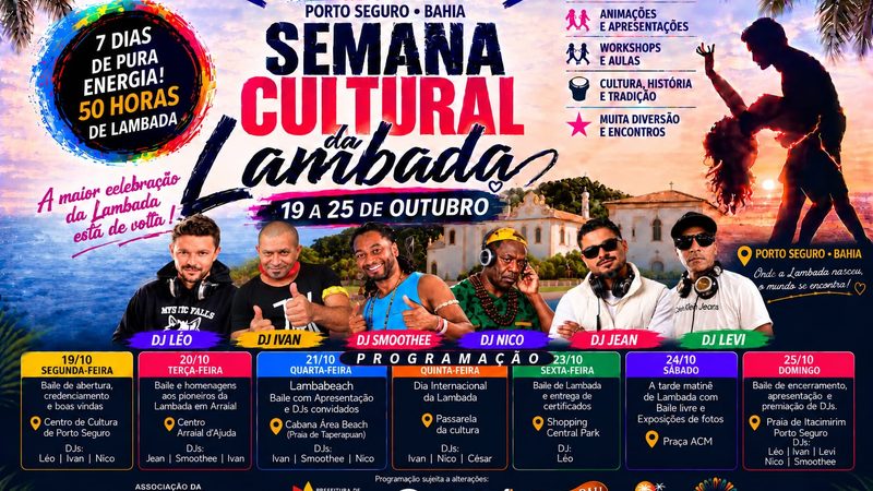 Semana da Lambada começa nesta segunda em Porto Seguro